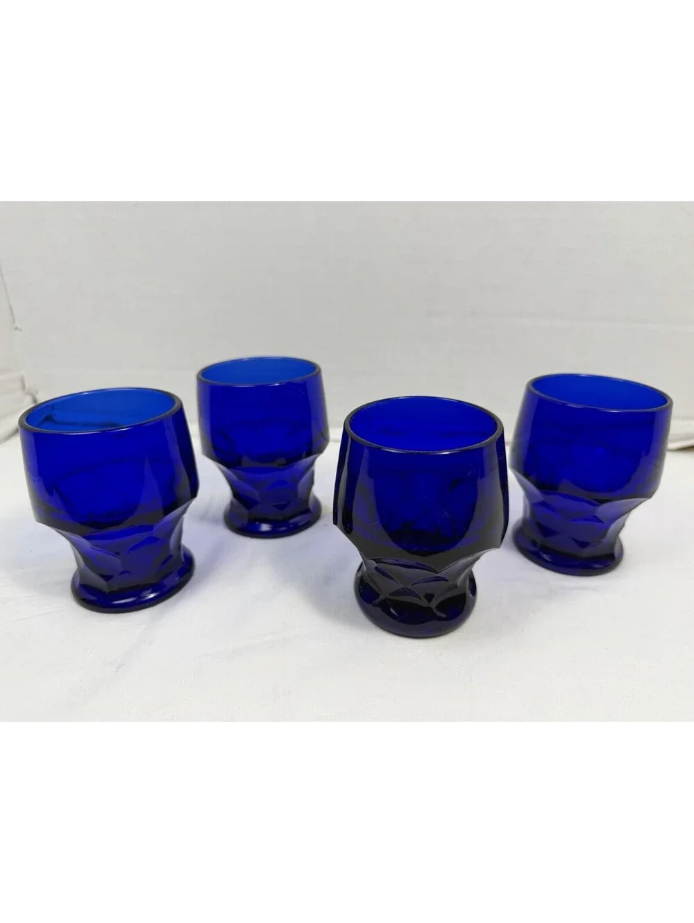Vintage Viking Glass Georgian Cobalt Blue 10oz Tumbler Drinking Glasses Set of 4